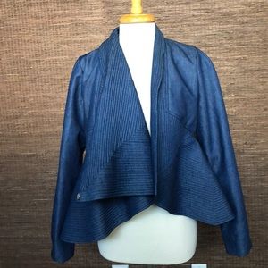 Heavy cropped circular denim jacket